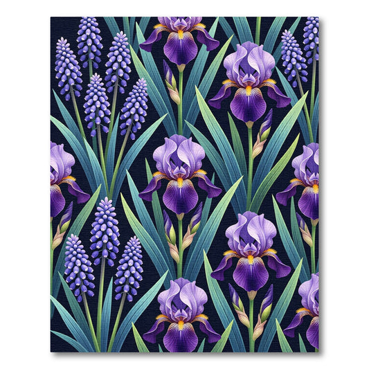 Purple Iris Grape Hyacinth Garden Rug