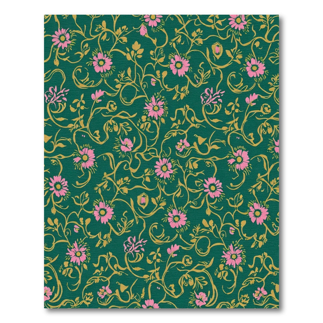Emerald Green Pink Floral Swirl Rug