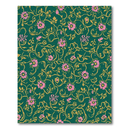 Emerald Green Pink Floral Swirl Rug