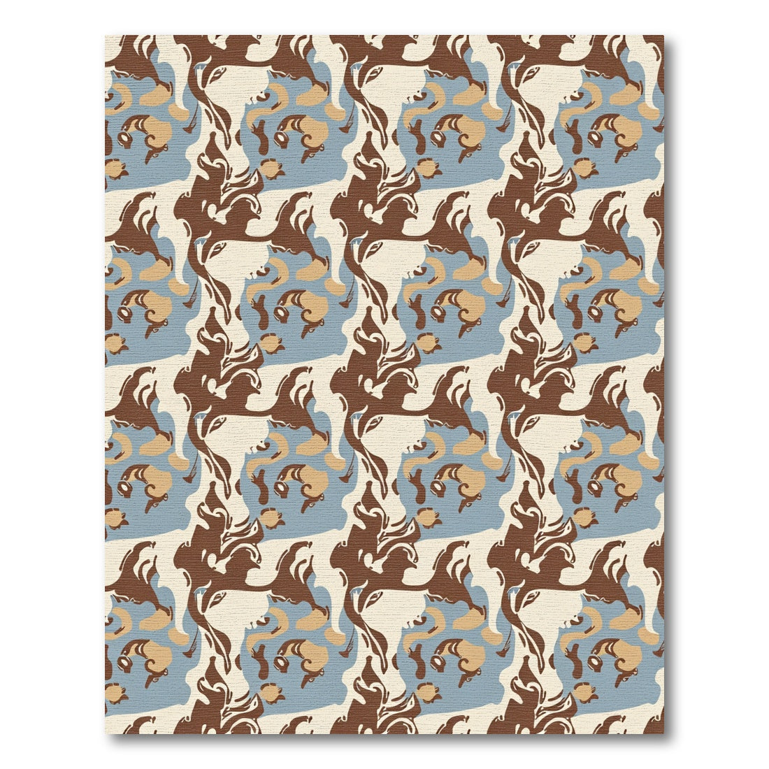 Abstract Brown Tan Blue Organic Flow Rug