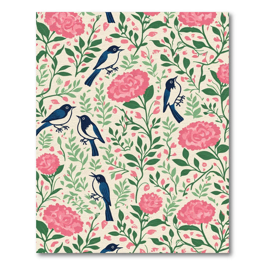 Pink Blossom Blue Bird Garden Rug