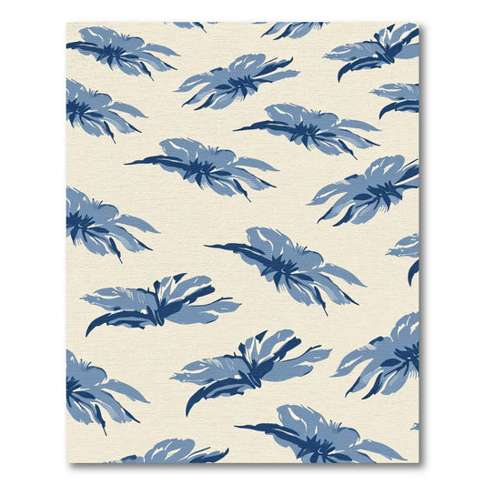 Indigo Brushstroke Floral Repeat Rug