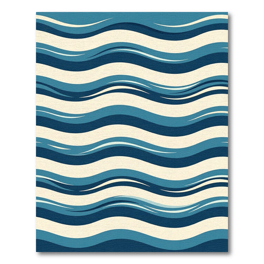 Ocean Blue Wave Stripe Rug