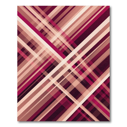 Burgundy and Cream Intersecting Linear Rug