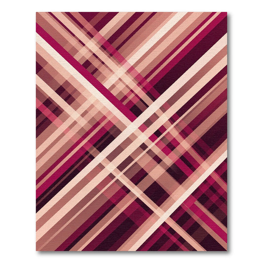 Burgundy and Cream Intersecting Linear Rug