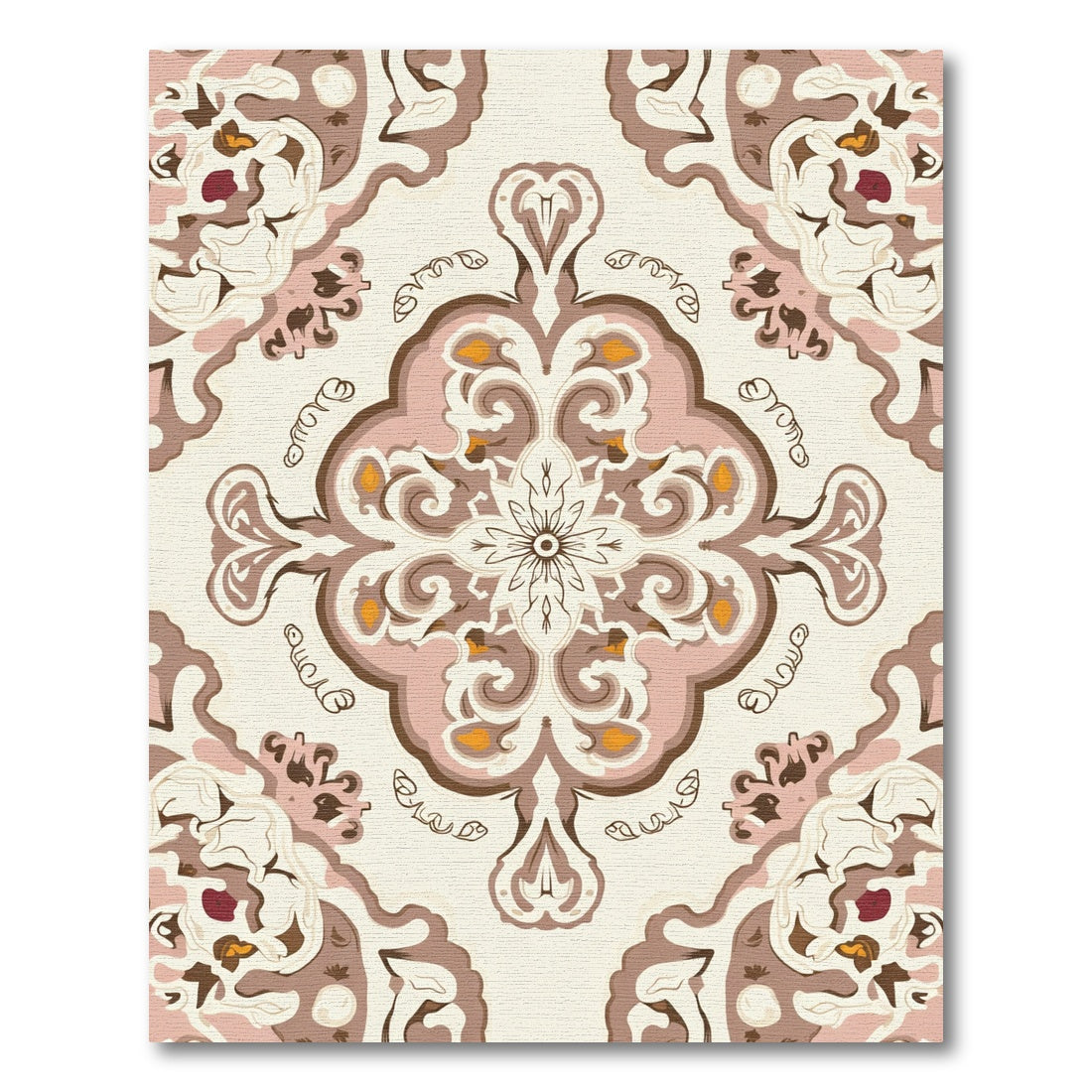 Ornate Floral Medallion Neutral Rug
