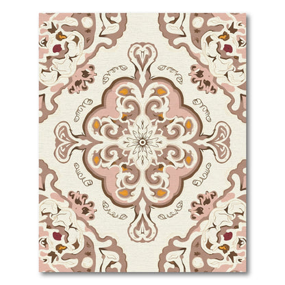 Ornate Floral Medallion Neutral Rug