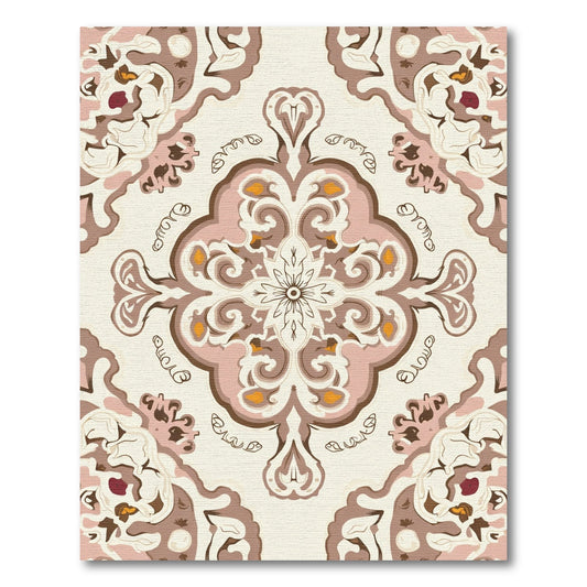 Ornate Floral Medallion Neutral Rug