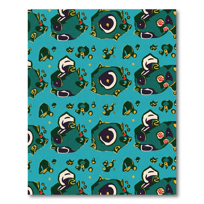 Whimsical Teal Abstract Creature Collage Rug