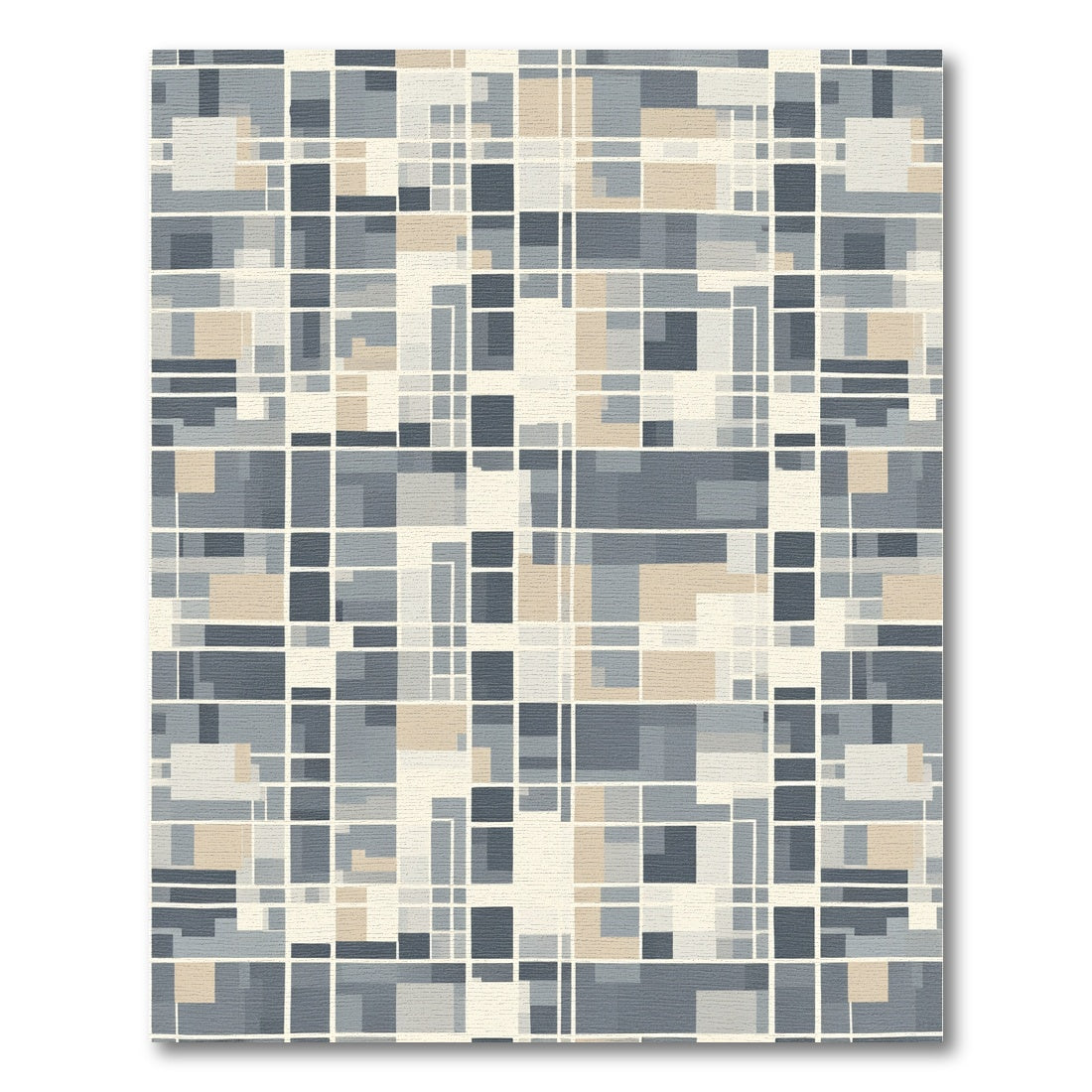 Geometric Grid Slate Tan Rug