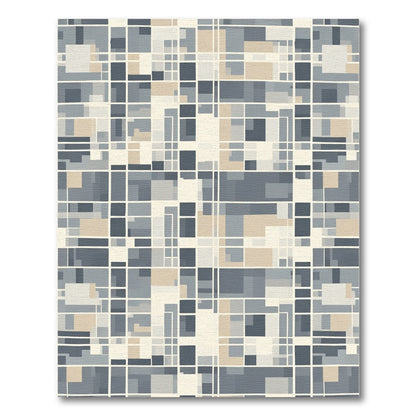 Geometric Grid Slate Tan Rug