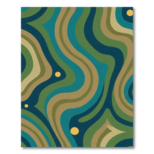 Retro Wavy Organic Swirl Rug