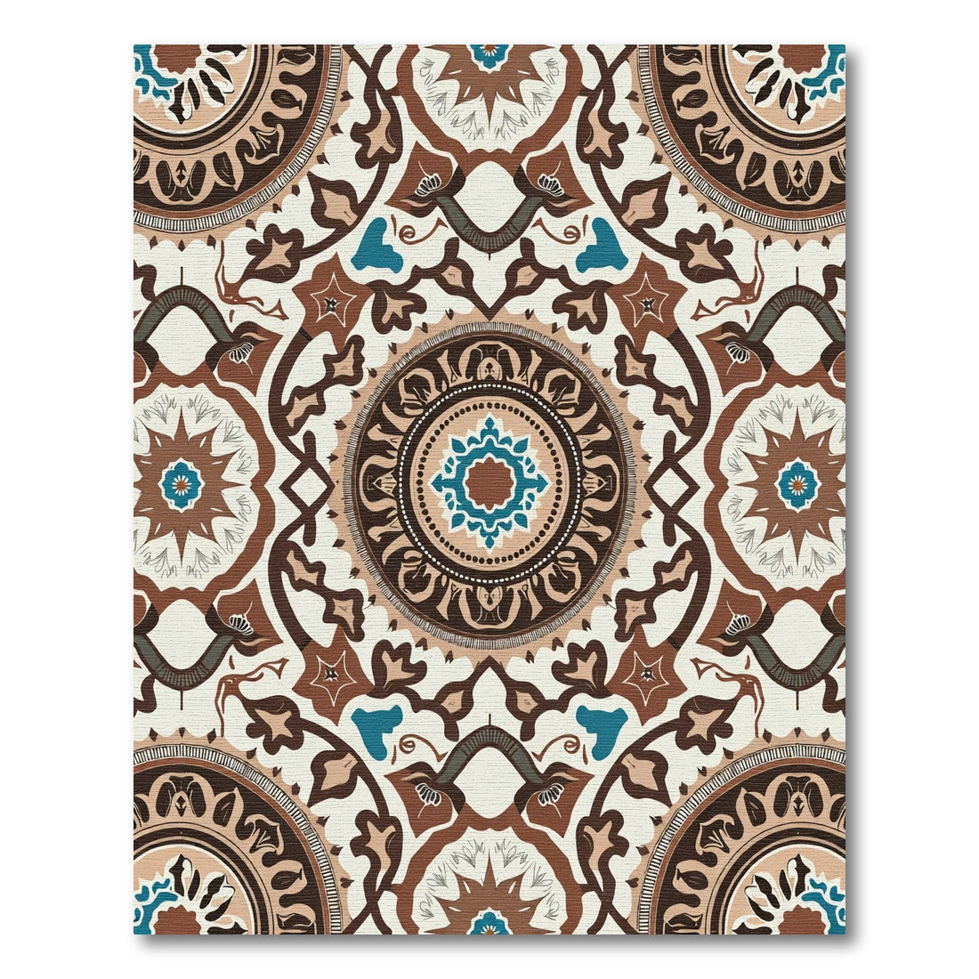 Earth Tones Medallion Mandala Art Rug