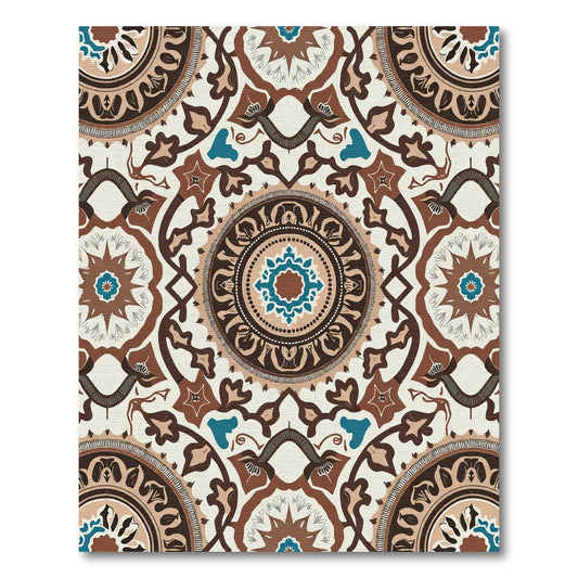 Earth Tones Medallion Mandala Art Rug