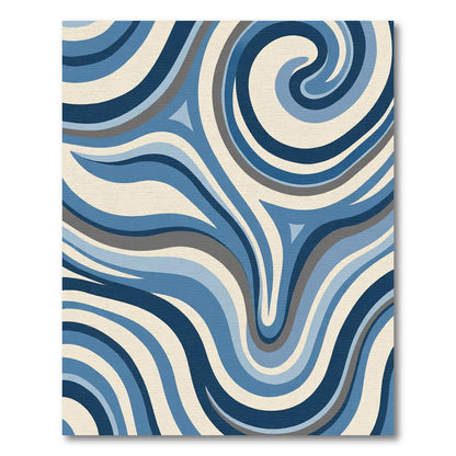 Oceanic Swirls Cream Blue Gray Rug
