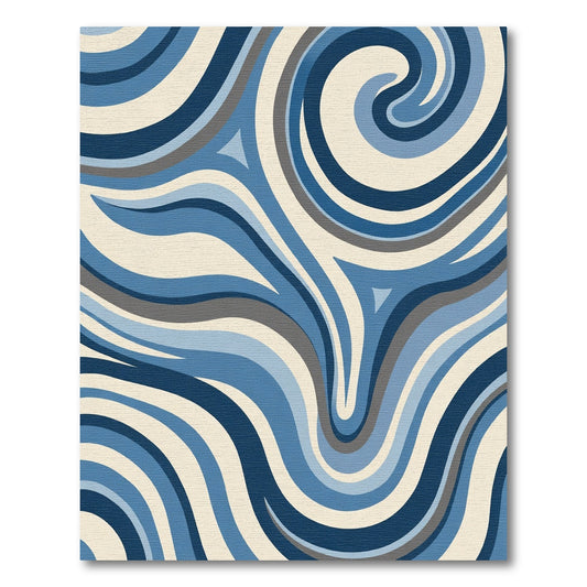 Oceanic Swirls Cream Blue Gray Rug