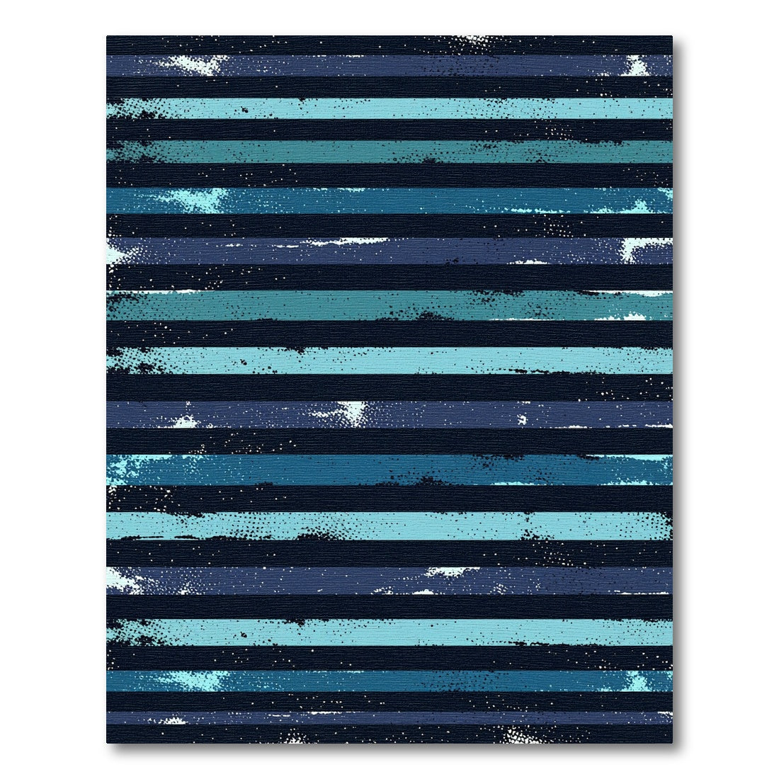 Modern Navy and Teal Distressed Stripe Rug
