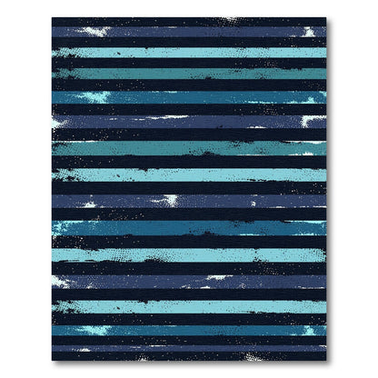 Modern Navy and Teal Distressed Stripe Rug