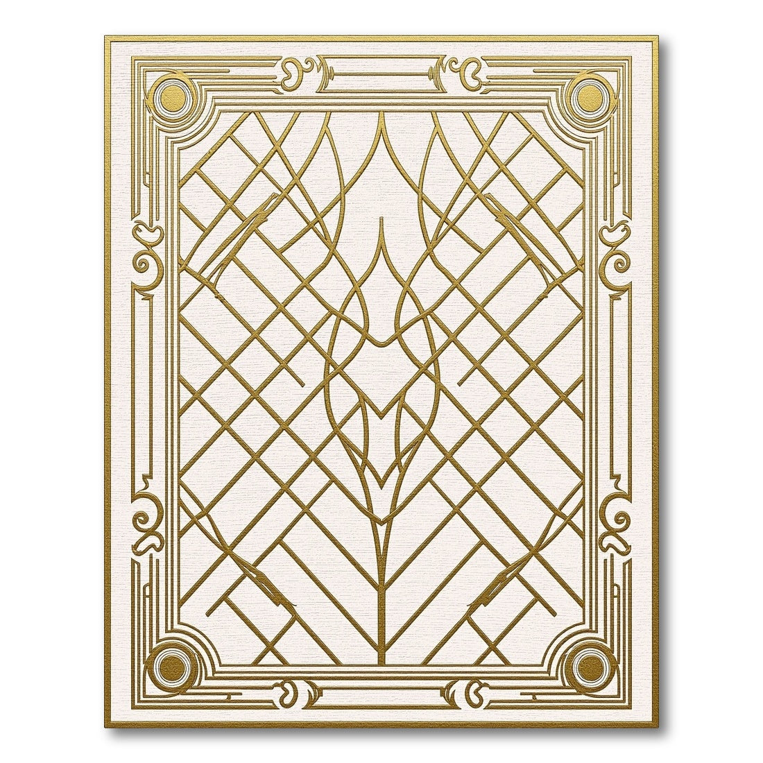 Golden Art Deco Geometric Diamond Rug