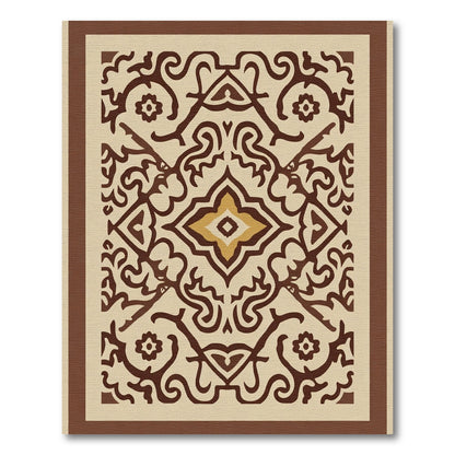 Brown and Gold Ornate Medallion Rug