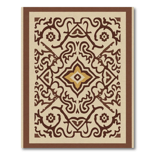 Brown and Gold Ornate Medallion Rug