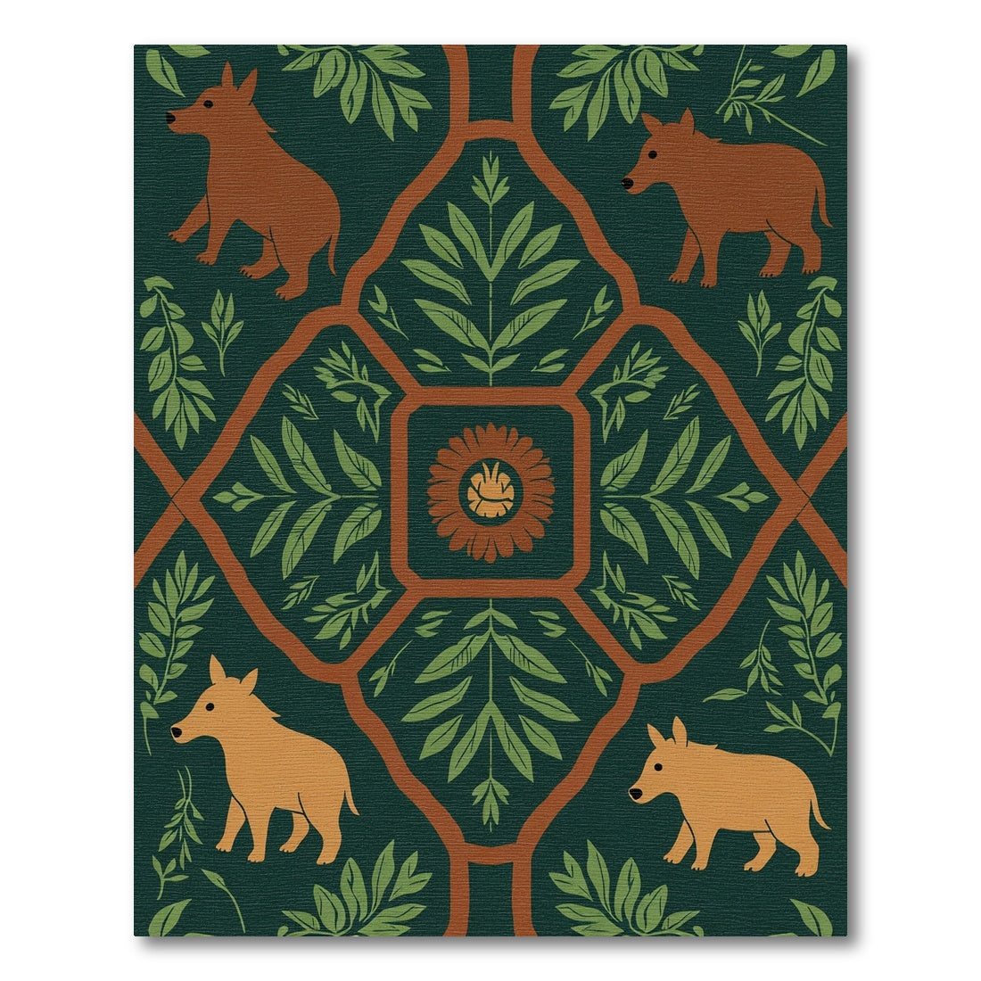 Autumnal Forest Animal Flora Medallion Rug
