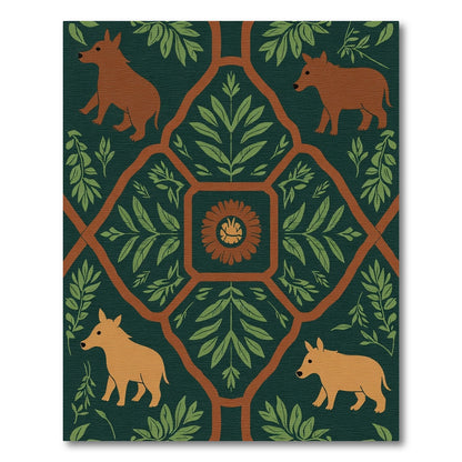 Autumnal Forest Animal Flora Medallion Rug