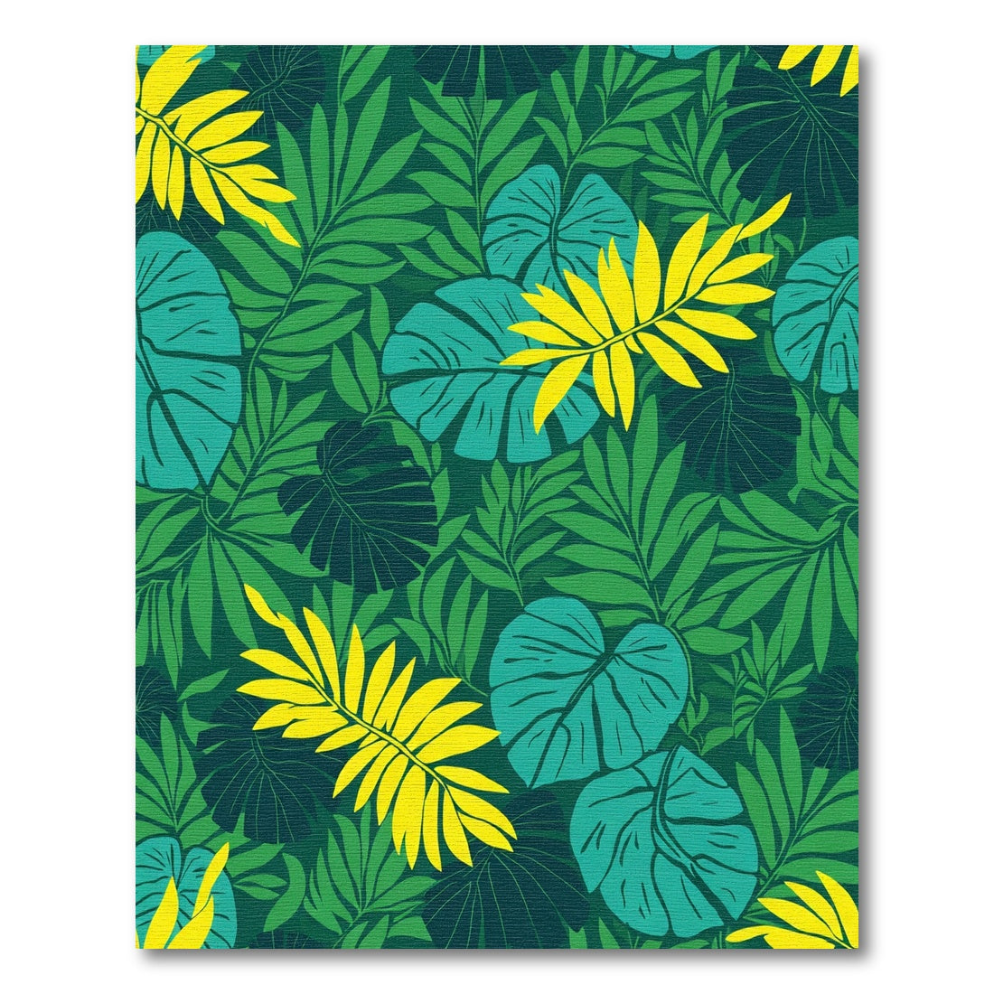 Vibrant Tropical Emerald Leafy Canopy Rug