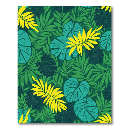 Vibrant Tropical Emerald Leafy Canopy Rug