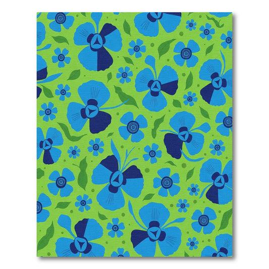 Bright Blue Floral Garden Rug