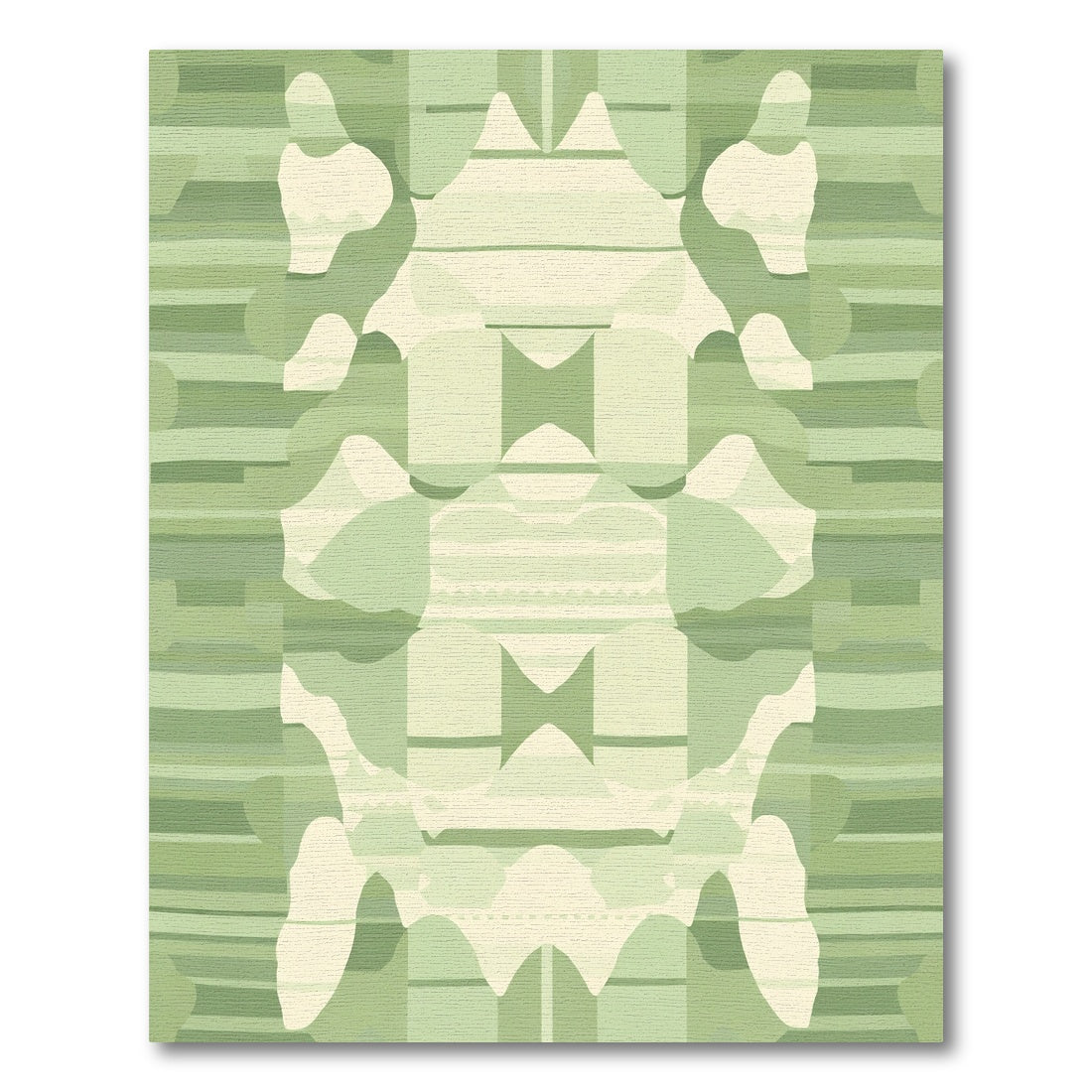 Pastoral Green Abstract Stripe Rug