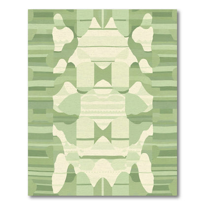 Pastoral Green Abstract Stripe Rug
