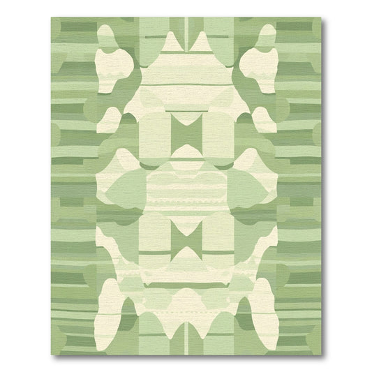 Pastoral Green Abstract Stripe Rug