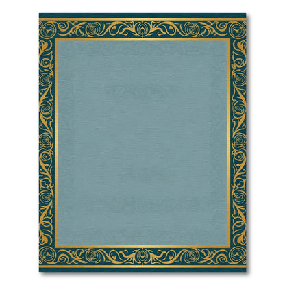 Teal Gold Ornate Bordered Rug