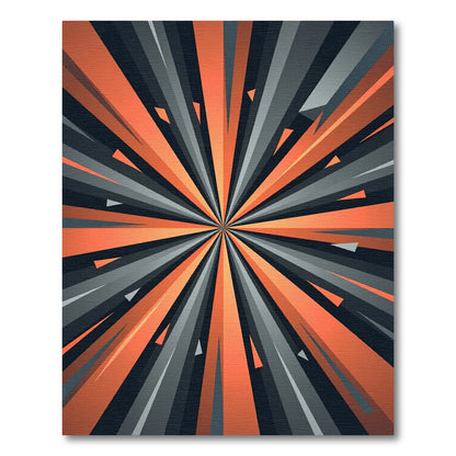 Modern Burnt Orange Gray Radial Burst Rug