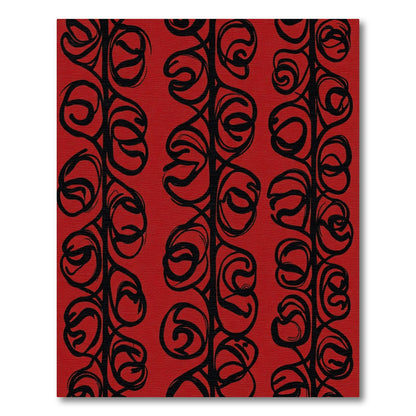 Crimson Black Vine Swirl Rug