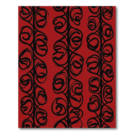 Crimson Black Vine Swirl Rug