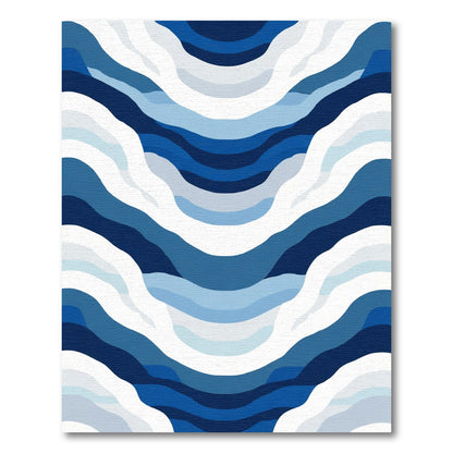 Wavy Blue Layered Abstract Rug