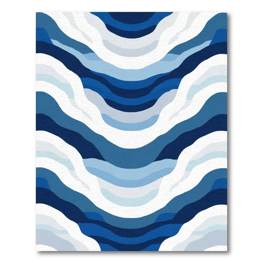 Wavy Blue Layered Abstract Rug