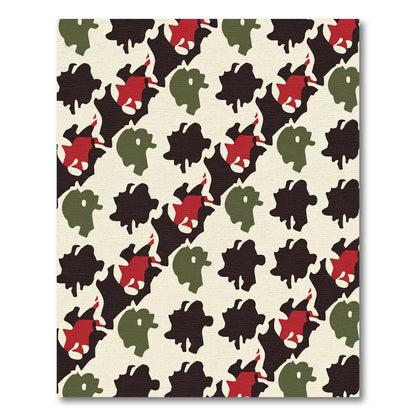Abstract Red Green Black Organic Shapes Rug