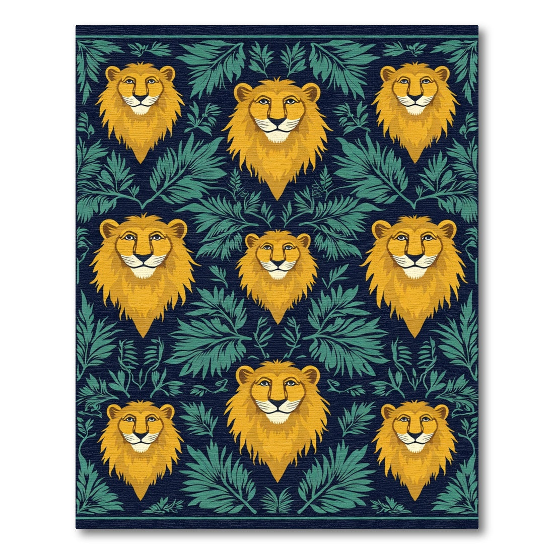 Golden Lion Floral Navy Rug