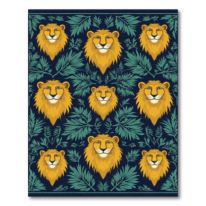 Golden Lion Floral Navy Rug