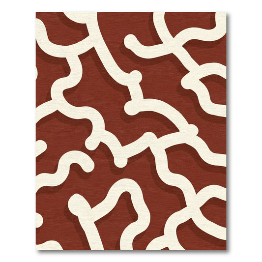 Rust Cream Flowing Abstract Lines Rug