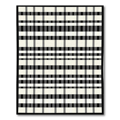 Bold Monochrome Tartan Crossing Lines Rug
