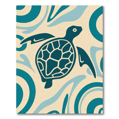 Coastal Teal Turtle Wave Rug