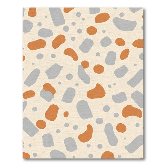 Contemporary Ochre Gray Pebble Scatter Rug