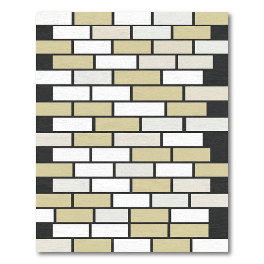 Neutral Geometric Block Grid Rug
