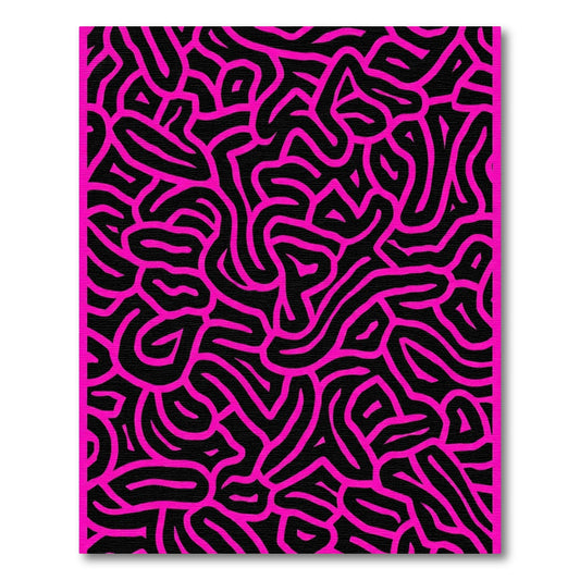 Vibrant Pink Black Organic Labyrinth Rug