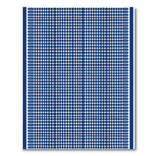 Deep Blue Polka Dot Border Rug
