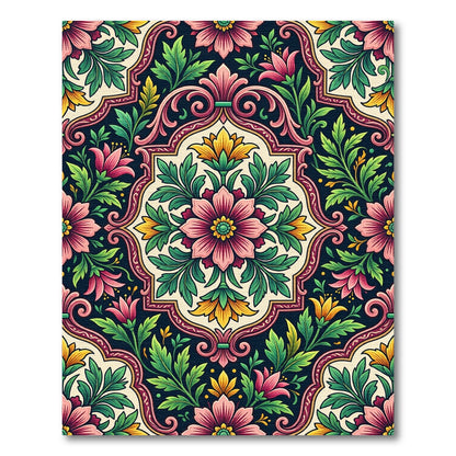 Rich Floral Medallion Vivid Color Rug